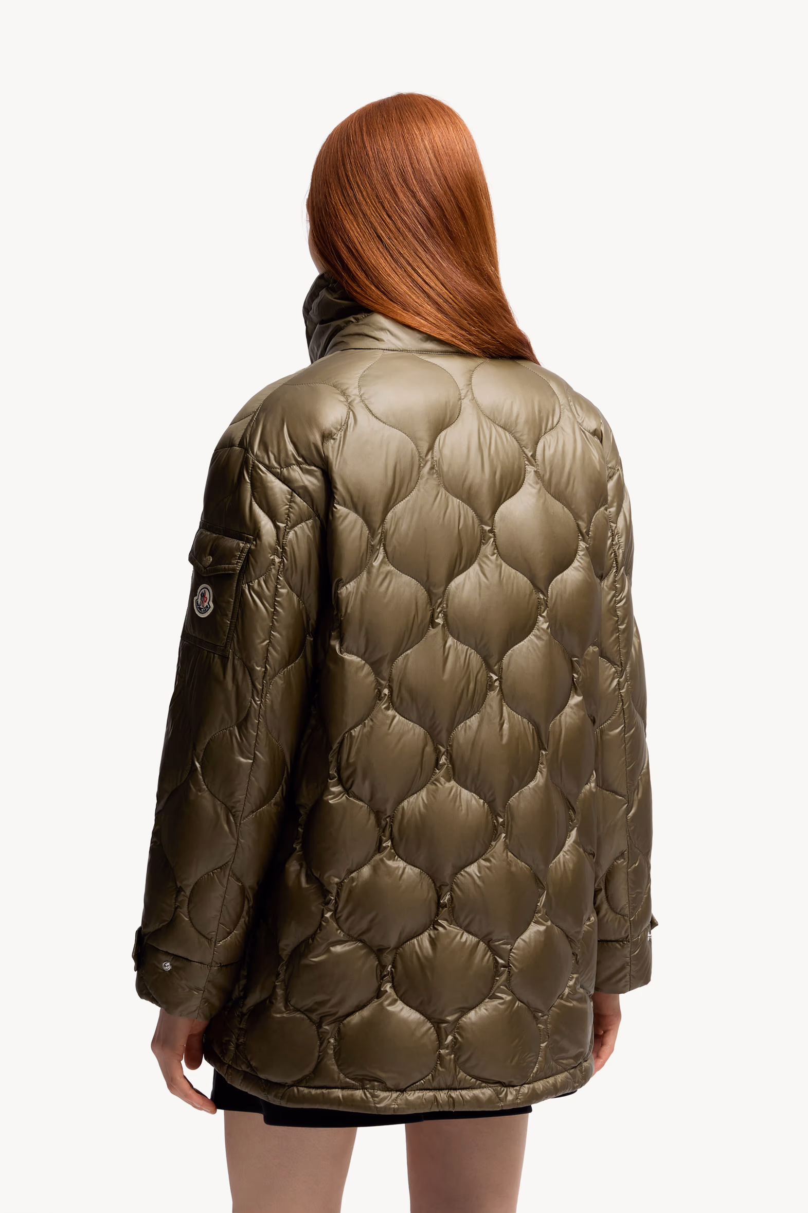 Lombi Hooded Mid-Length Down Jacket Women Olive Green Moncler 5